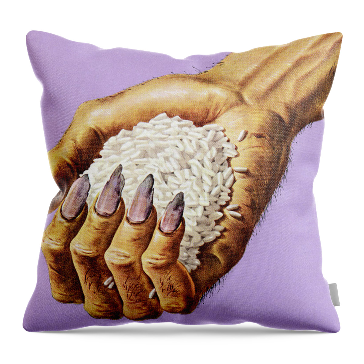 Campy Throw Pillow featuring the drawing Hand Holding Rice by CSA Images