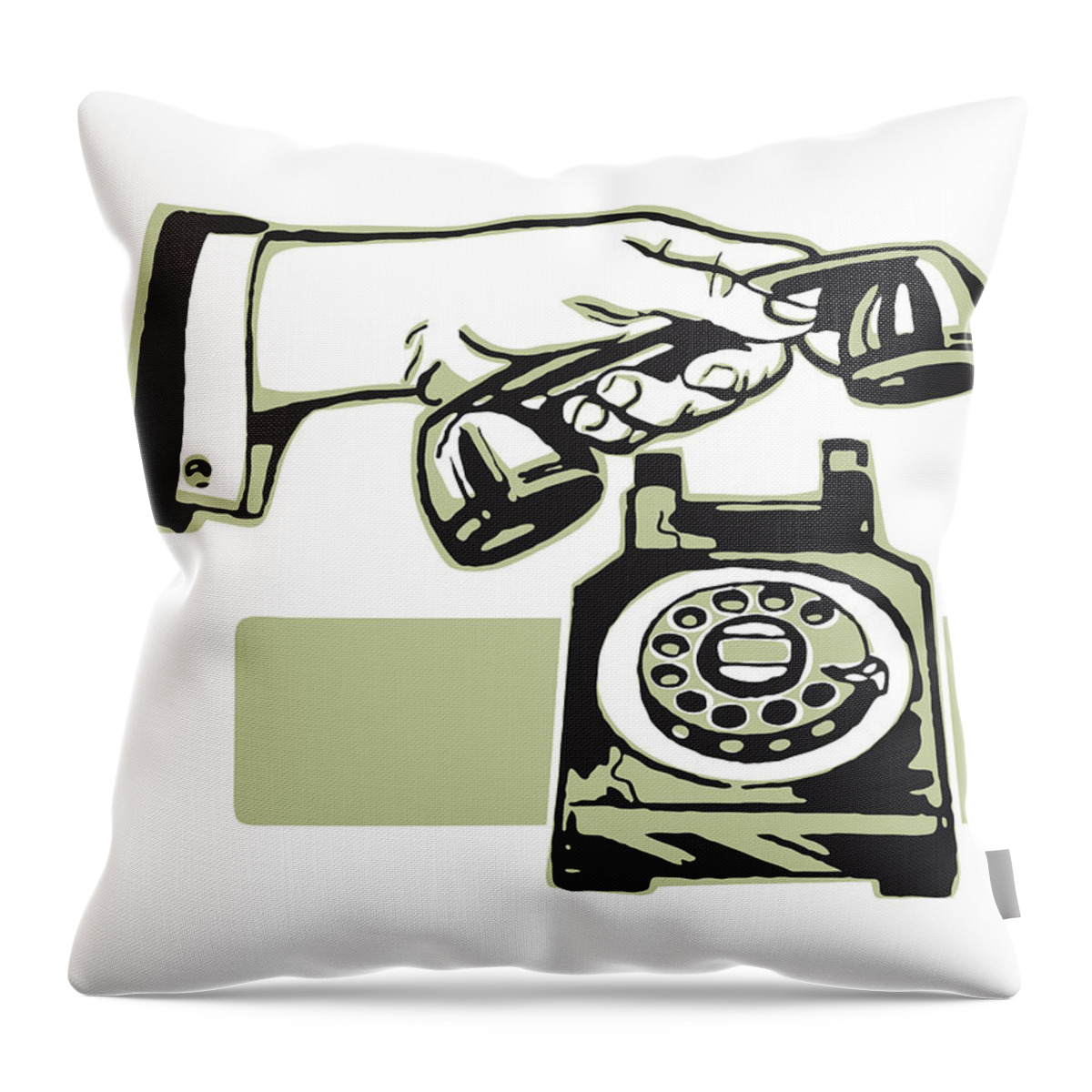 Answer Throw Pillow featuring the drawing Hand Lifting Handset of Rotary Telphone by CSA Images