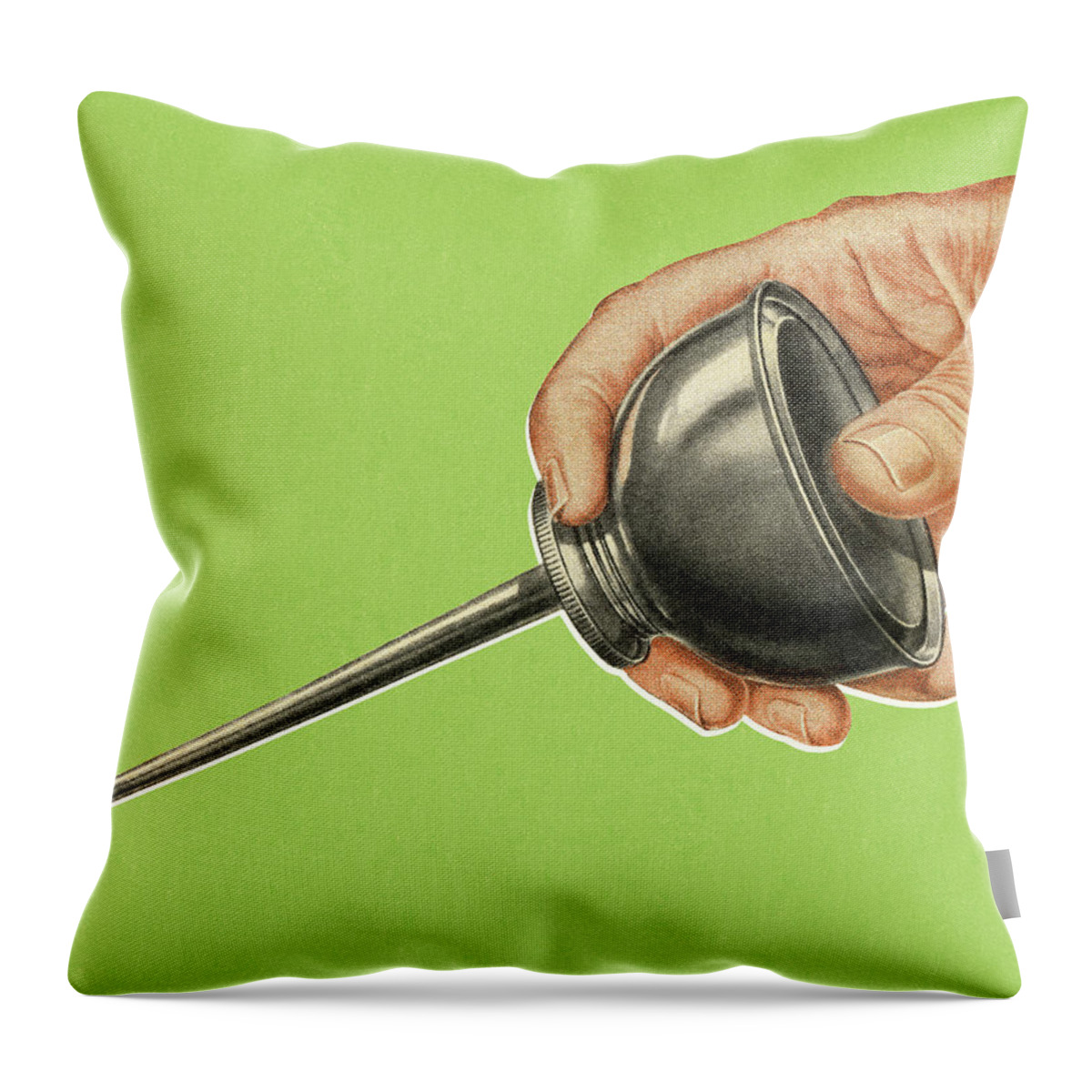 Campy Throw Pillow featuring the drawing Hand Using an Oil Can by CSA Images