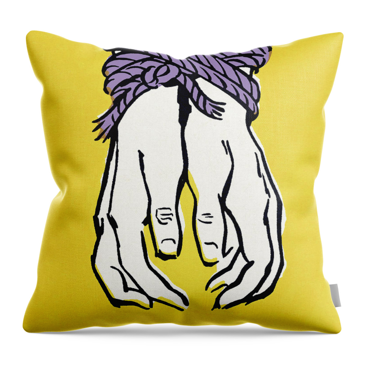 Abduction Throw Pillow featuring the drawing Hands Tied Together by CSA Images