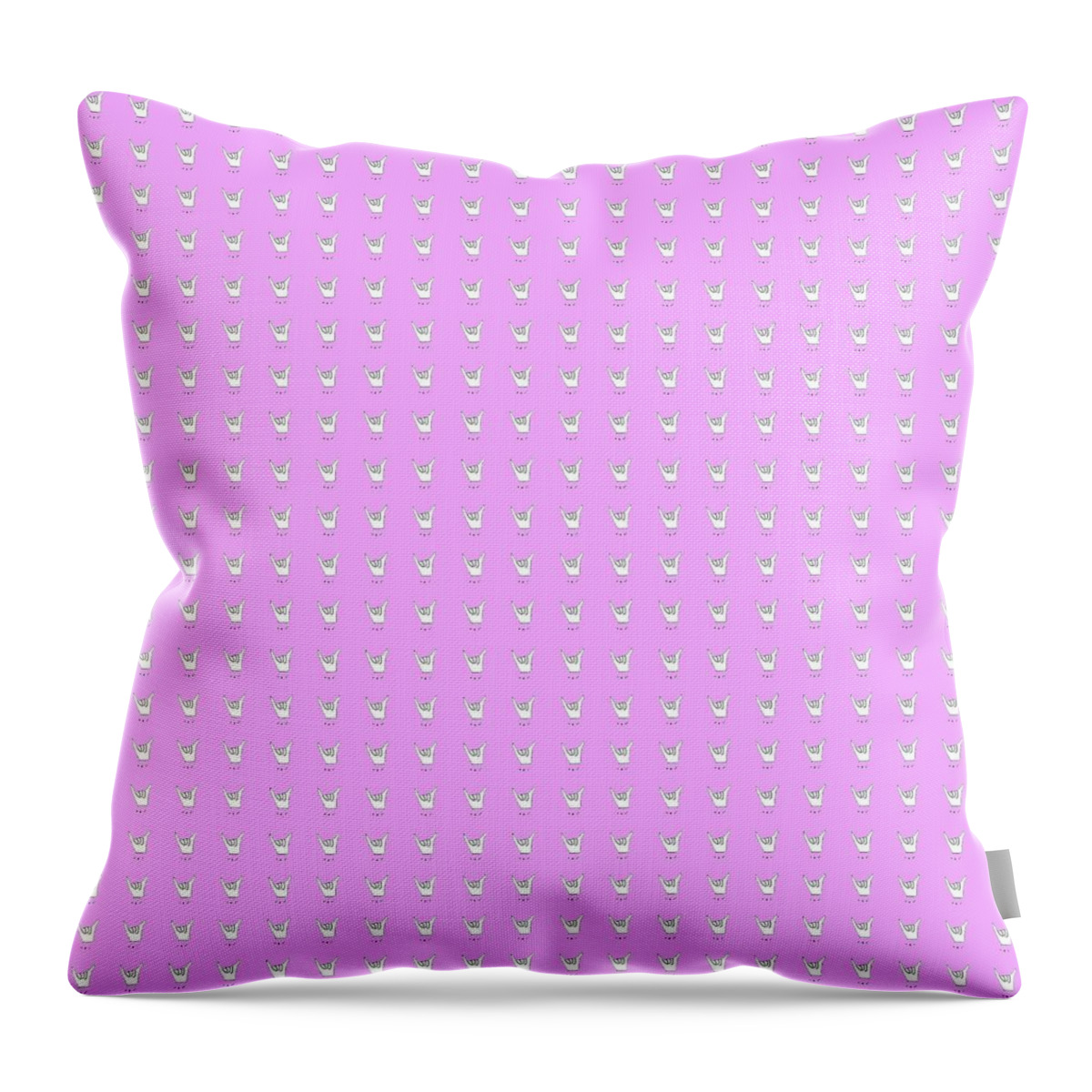 Line Art Throw Pillow featuring the drawing Hang 10 Pink by Ashley Rice