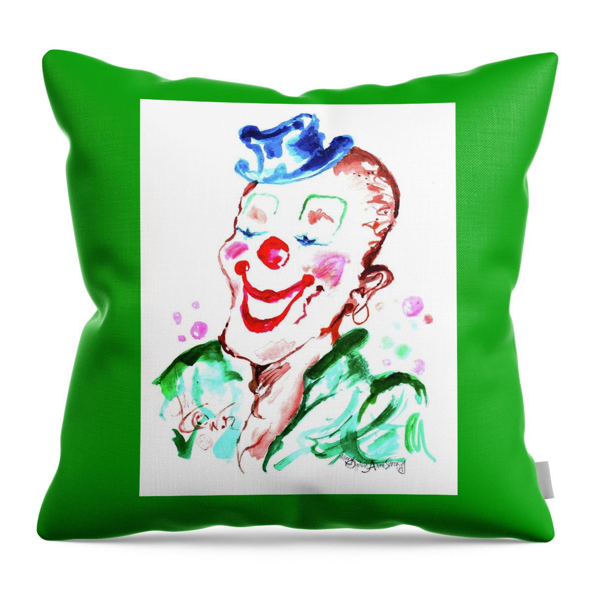 Clown Throw Pillow featuring the painting Happy Clown by Mary Armstrong