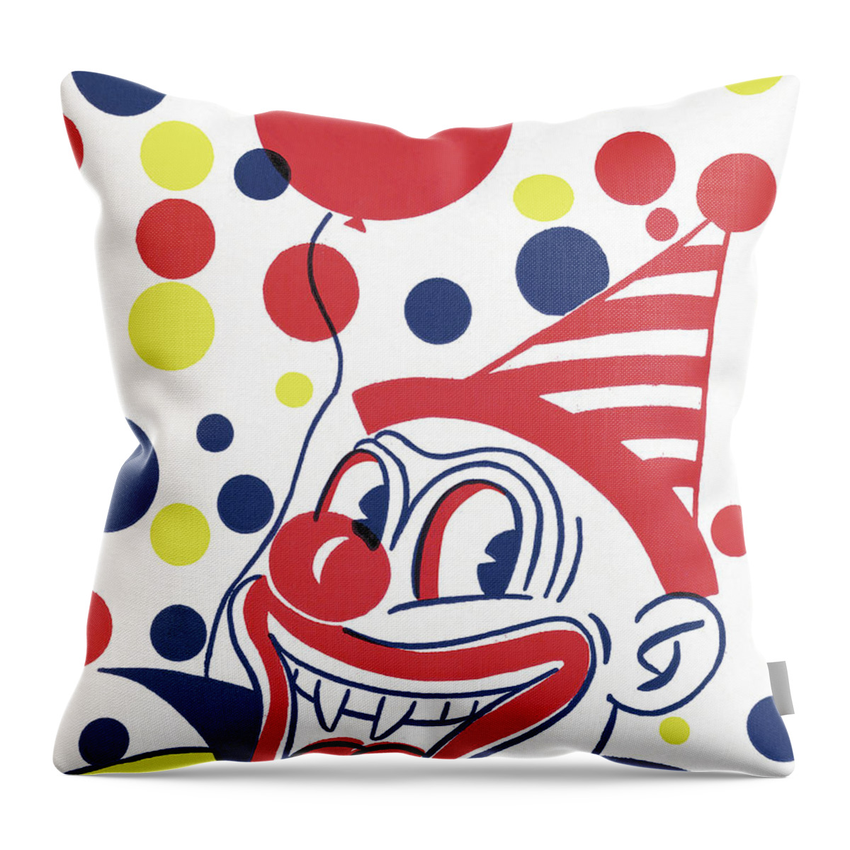 Balloon Throw Pillow featuring the drawing Happy Clown with a Balloon by CSA Images