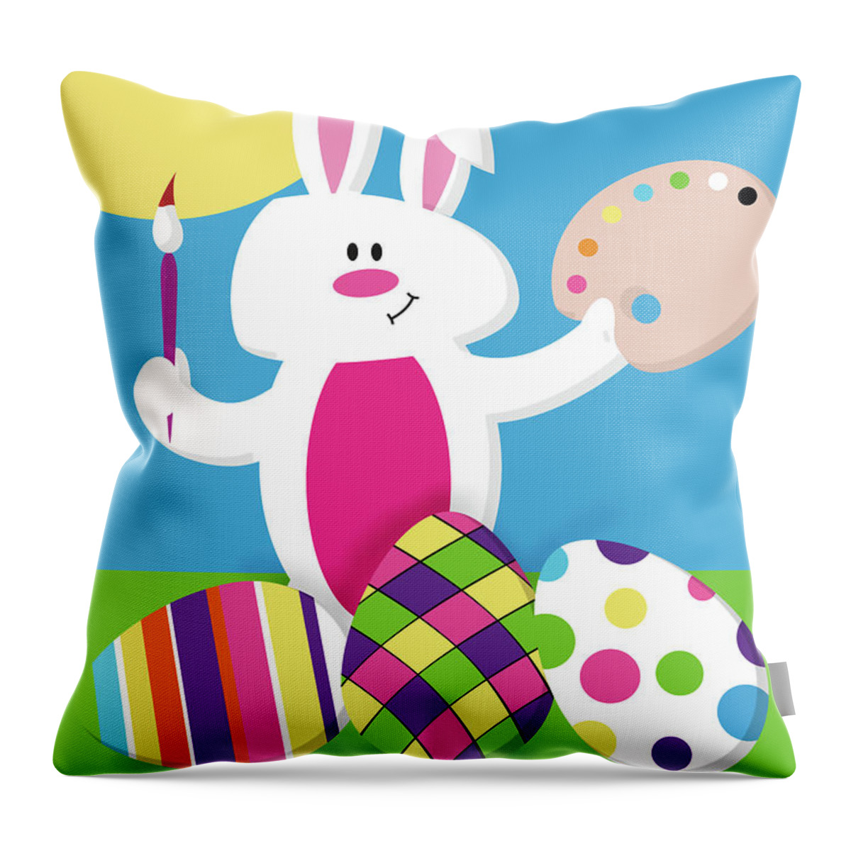 Happy Throw Pillow featuring the mixed media Happy Easter Ix by Sd Graphics Studio