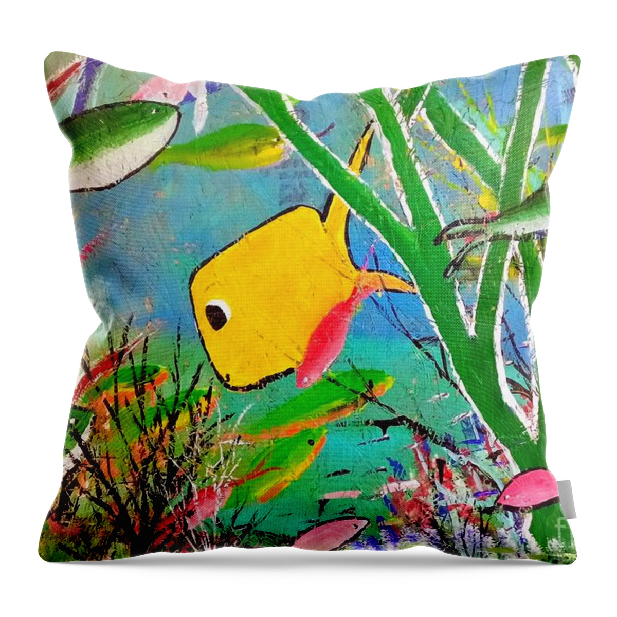 Fish Beach Ocean Florida Throw Pillow featuring the painting Happy Fish by James and Donna Daugherty