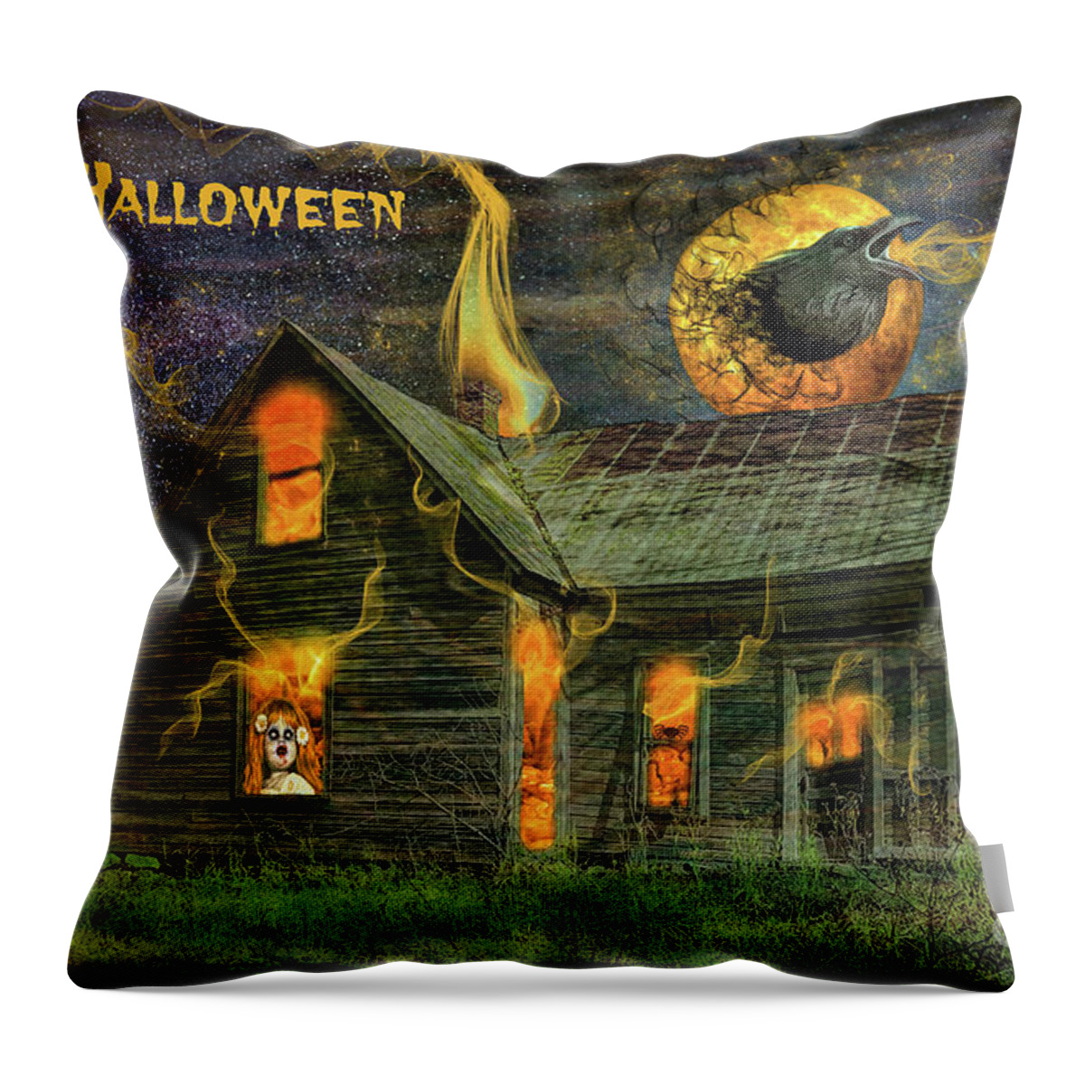 Halloween Throw Pillow featuring the digital art Happy Halloween Haunting by Tina LeCour