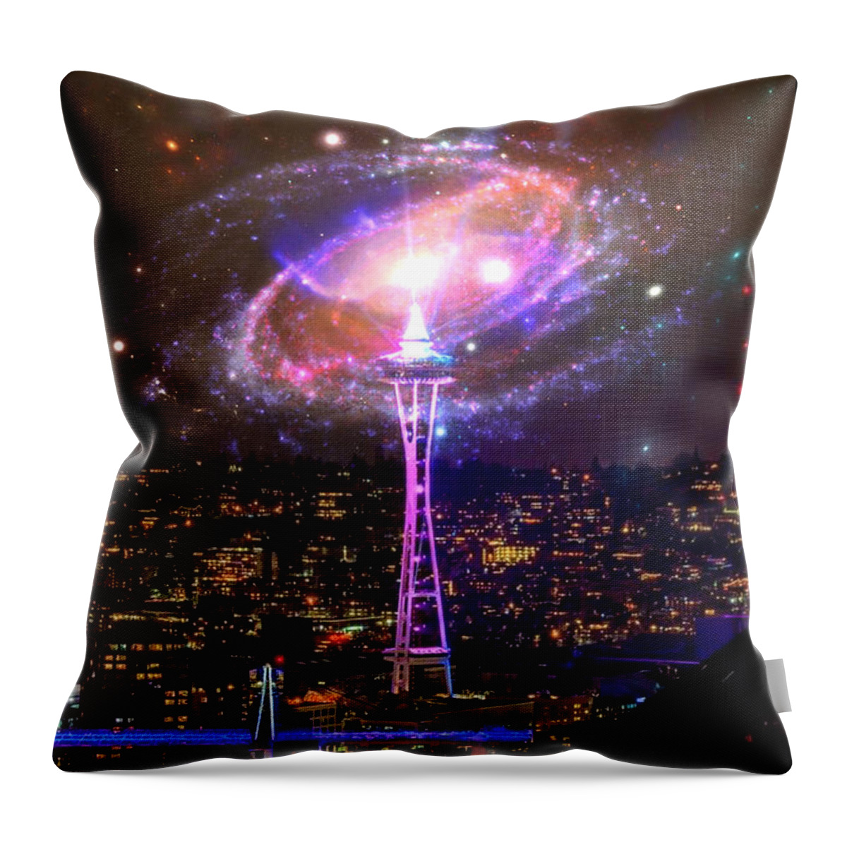 Seattle Throw Pillow featuring the digital art Happy New Year by Paisley O'Farrell