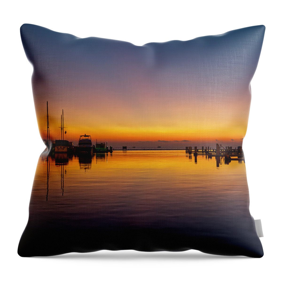 Harbor Throw Pillow featuring the photograph Harbor Dawn by Ty Husak