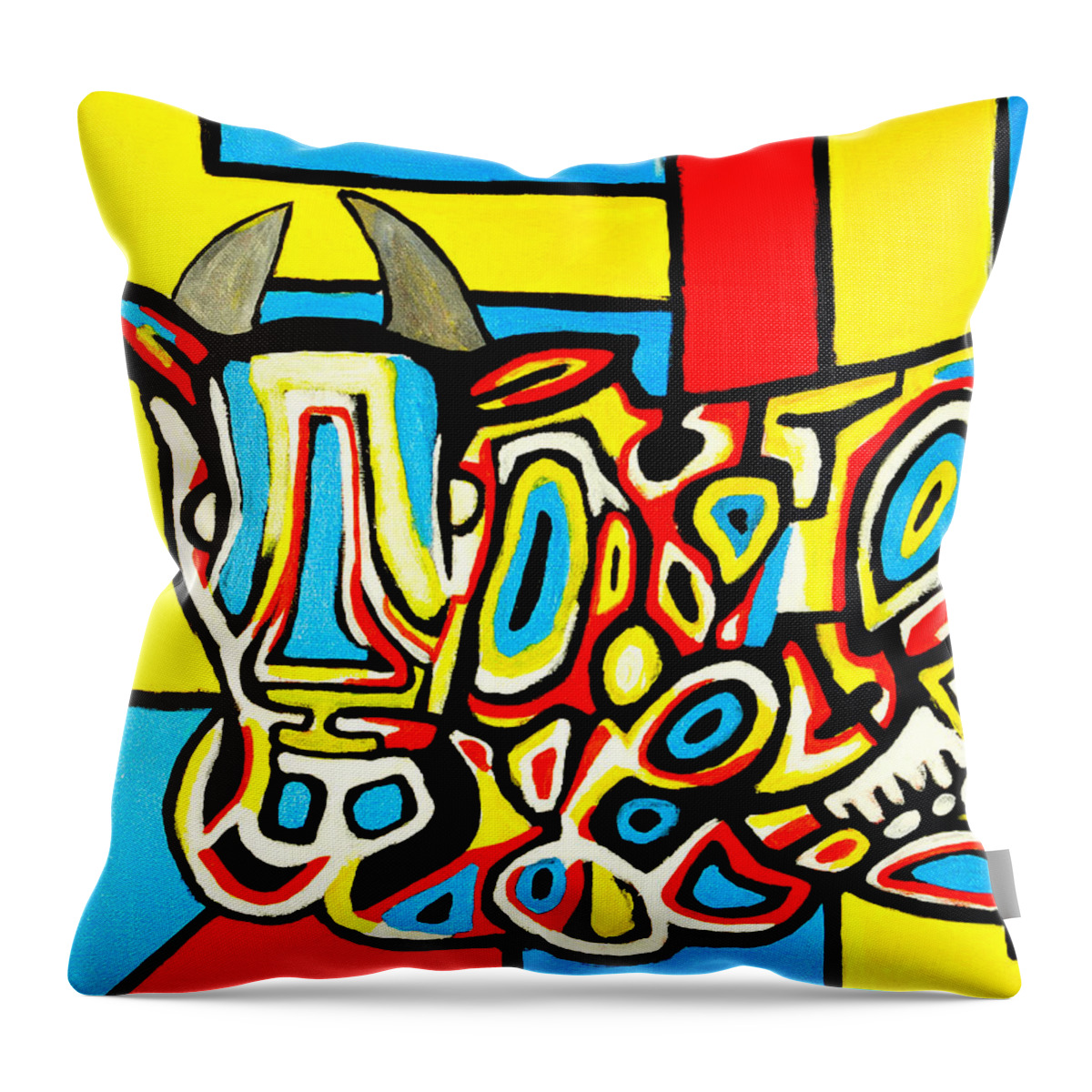 Keith Throw Pillow featuring the painting Haring's Cow by Jose Rojas