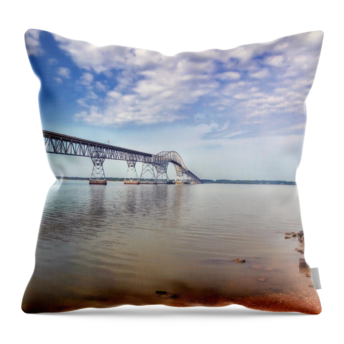 Tranquility Throw Pillow featuring the photograph Harry Nice Bridge by Photo By Bill Hutchins