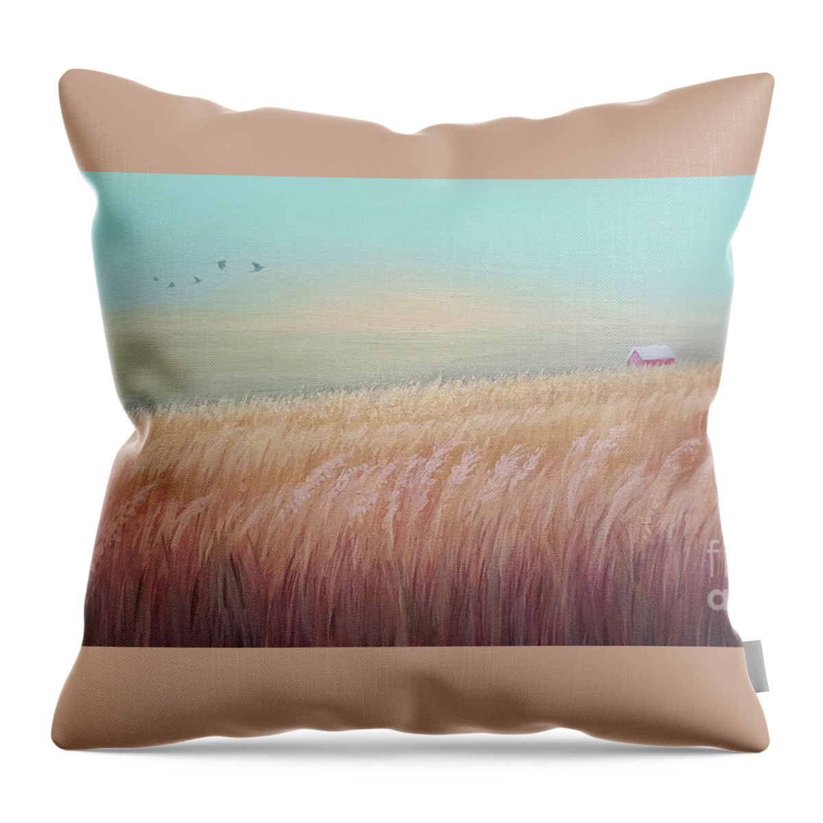 Harvest Throw Pillow featuring the painting Harvest Time by Yoonhee Ko