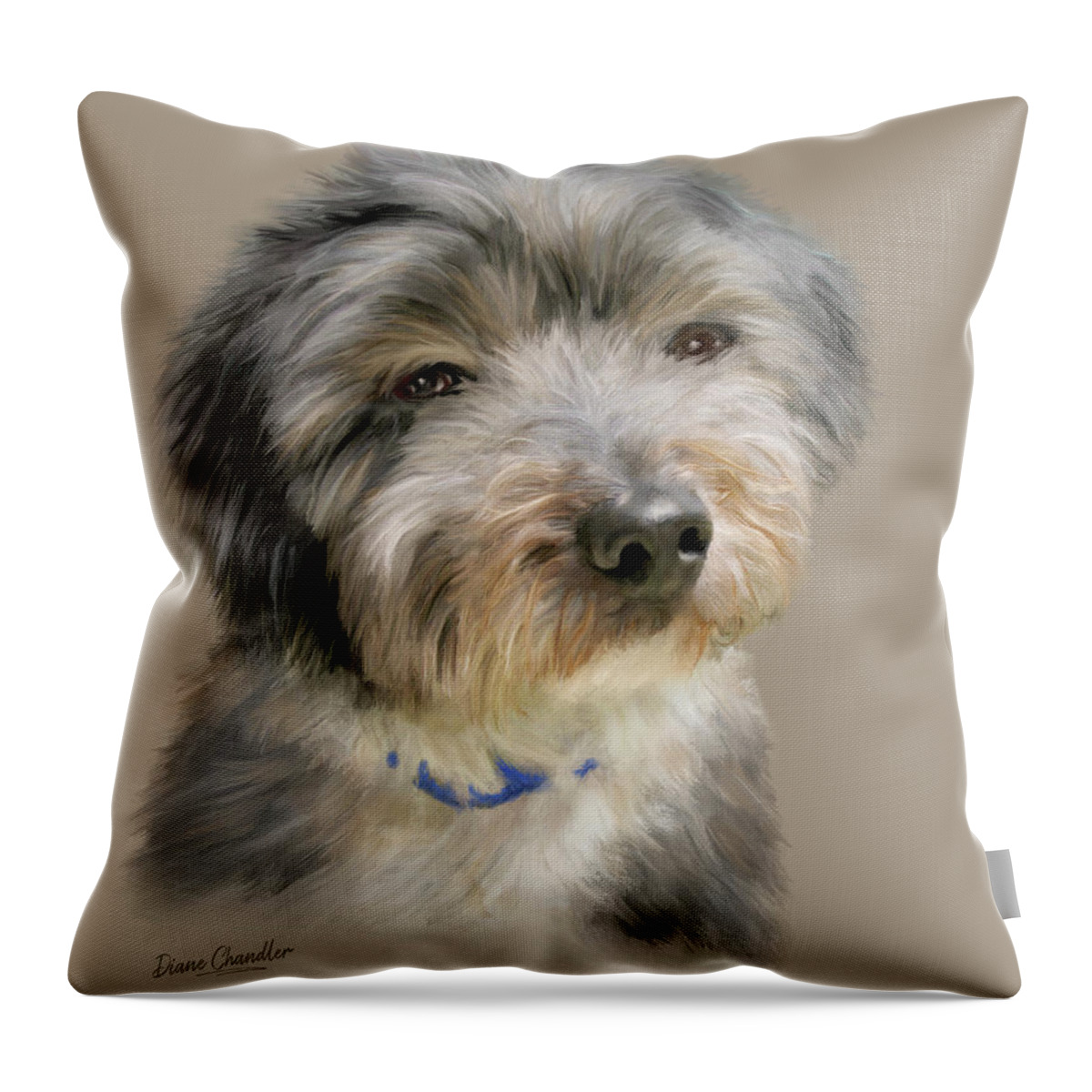 Puppy Throw Pillow featuring the digital art Havanese Puppy by Diane Chandler