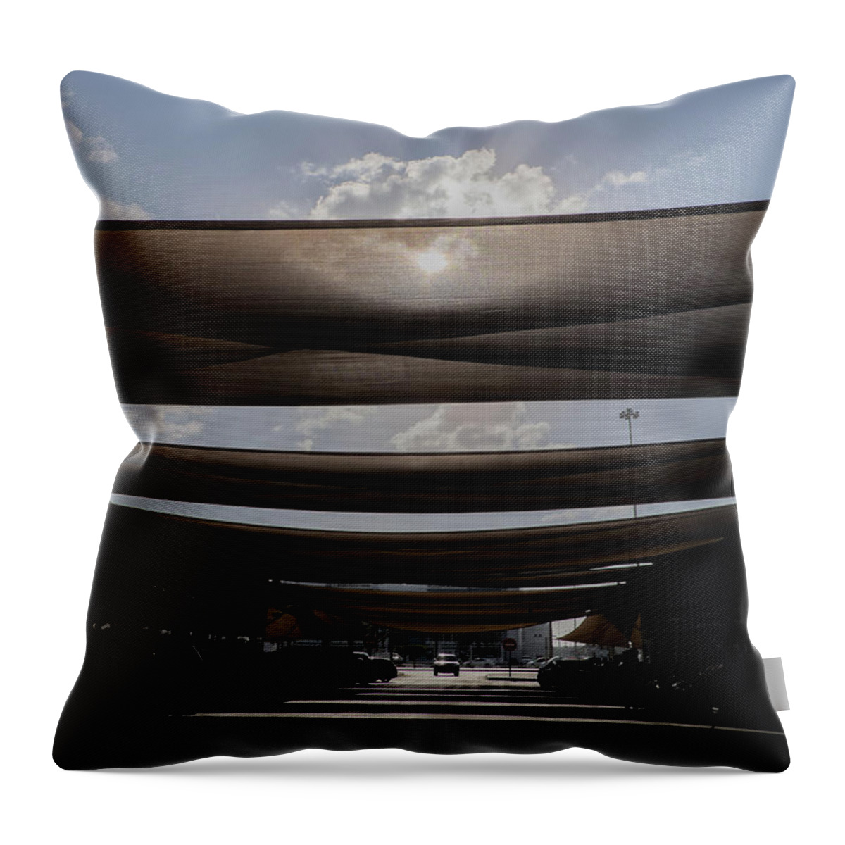 Car Driving Parking Lot Throw Pillow featuring the photograph Having Shade by Inge Elewaut