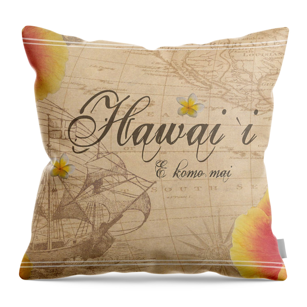 Hibiscus Throw Pillow featuring the photograph Hawaii E Komo Mai by Alison Frank