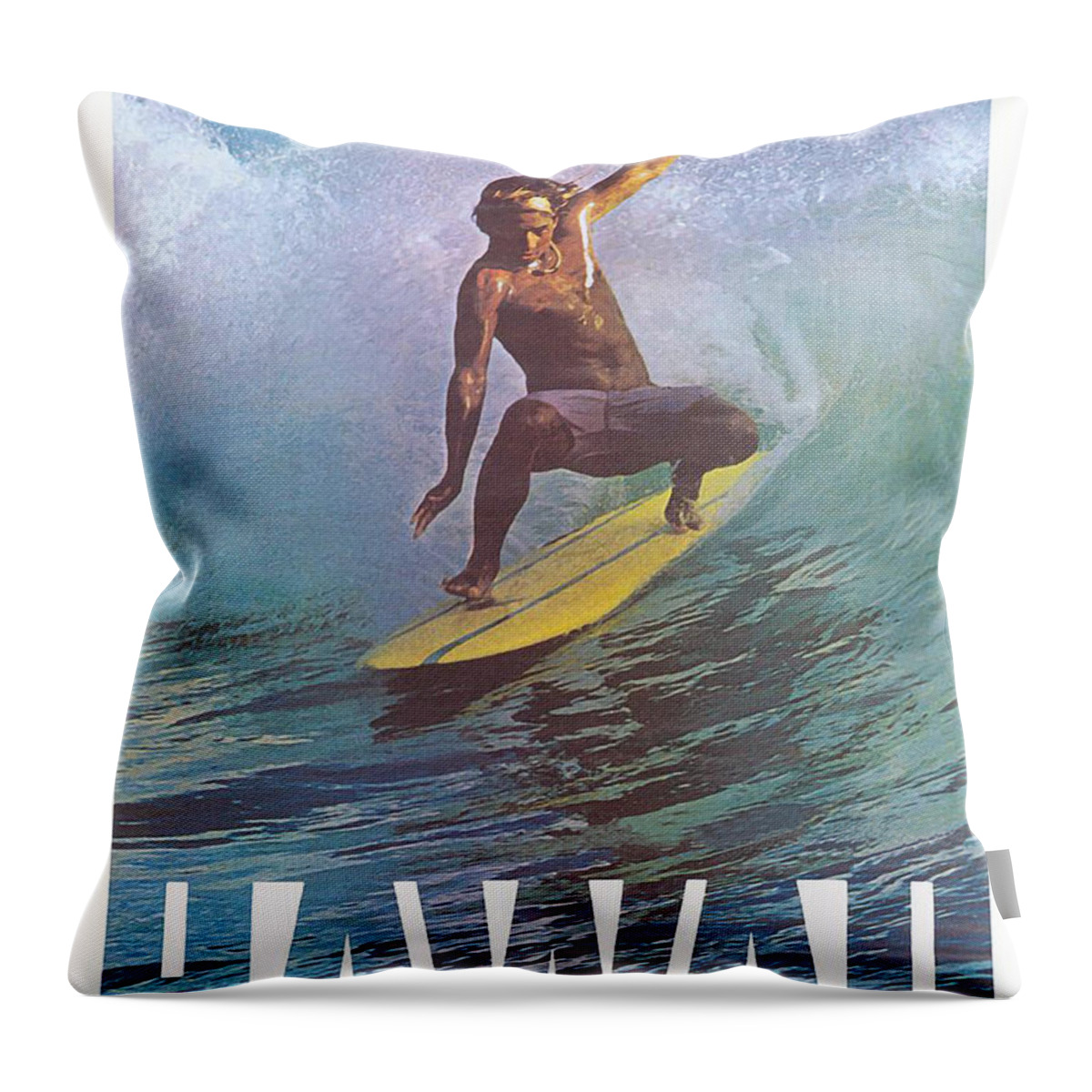 Hawaii Throw Pillow featuring the digital art Hawaii surfer by Long Shot