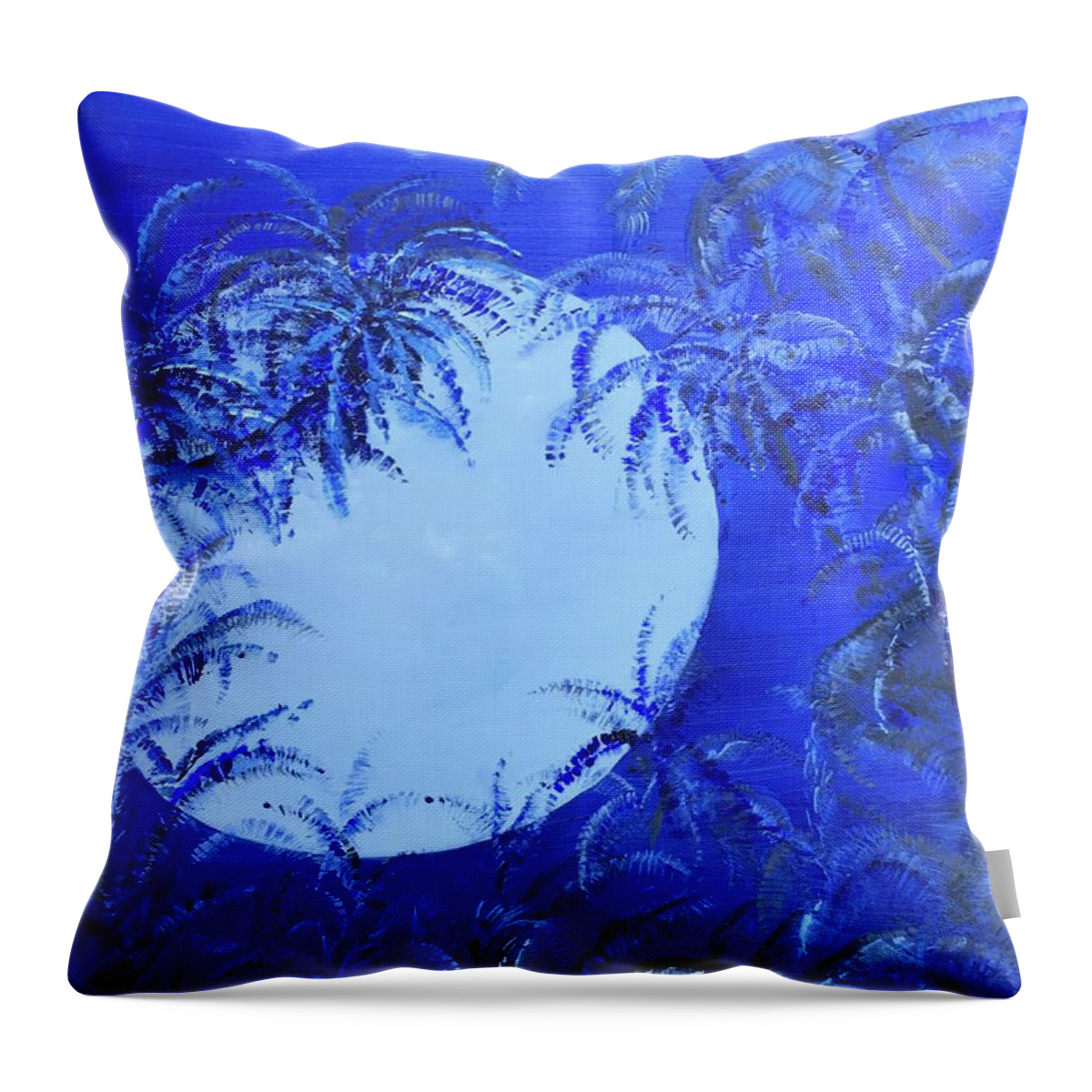 Hawaiian Blue Moon Throw Pillow featuring the painting Hawaii Blue Moon by Michael Silbaugh