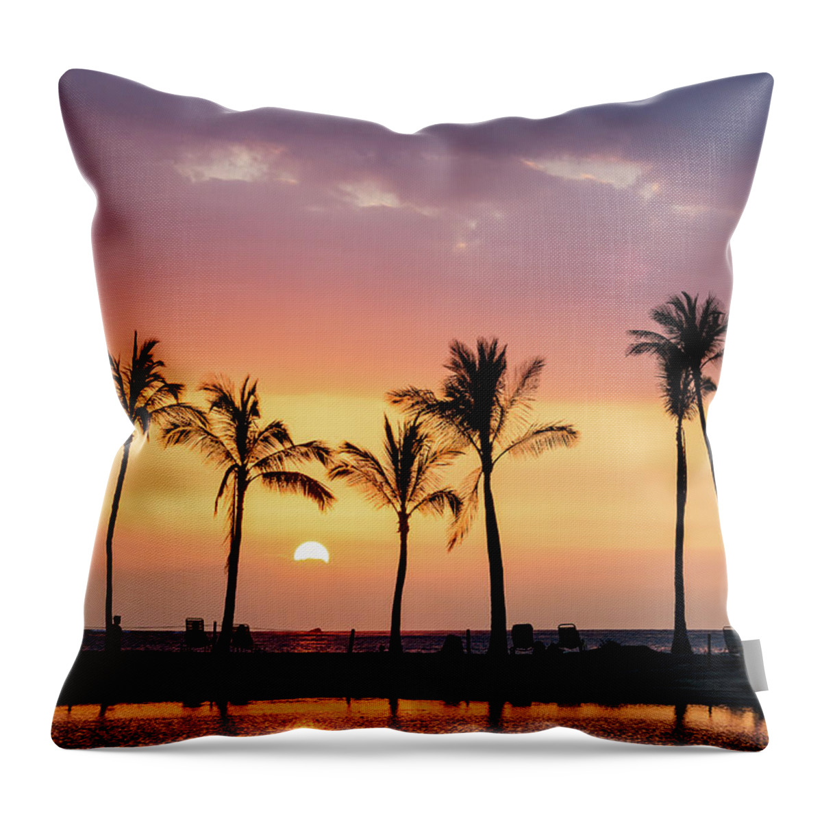 Sunset Throw Pillow featuring the photograph Hawaiian Sunset by Nicole Young
