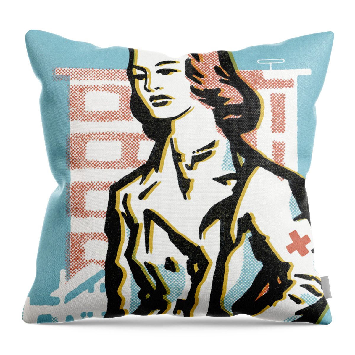 Adult Throw Pillow featuring the drawing Healthcare Professional by CSA Images