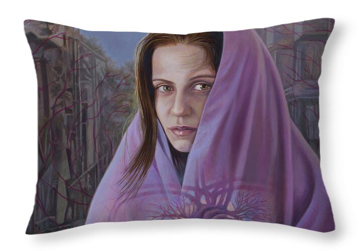 Syria Throw Pillow featuring the painting Heartbeats by Miguel Tio