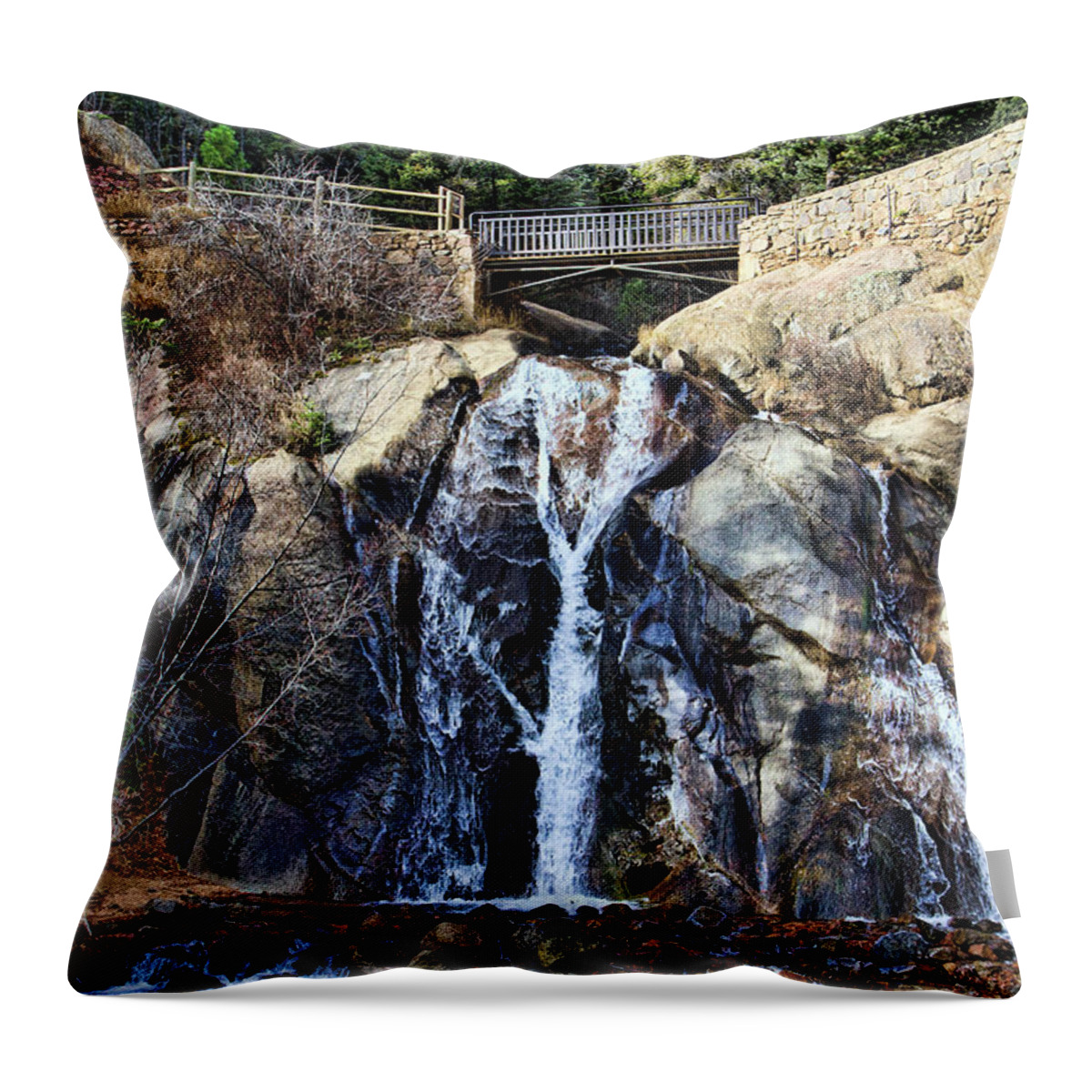 Waterfall Throw Pillow featuring the photograph Helen Hunt Falls by Alana Thrower