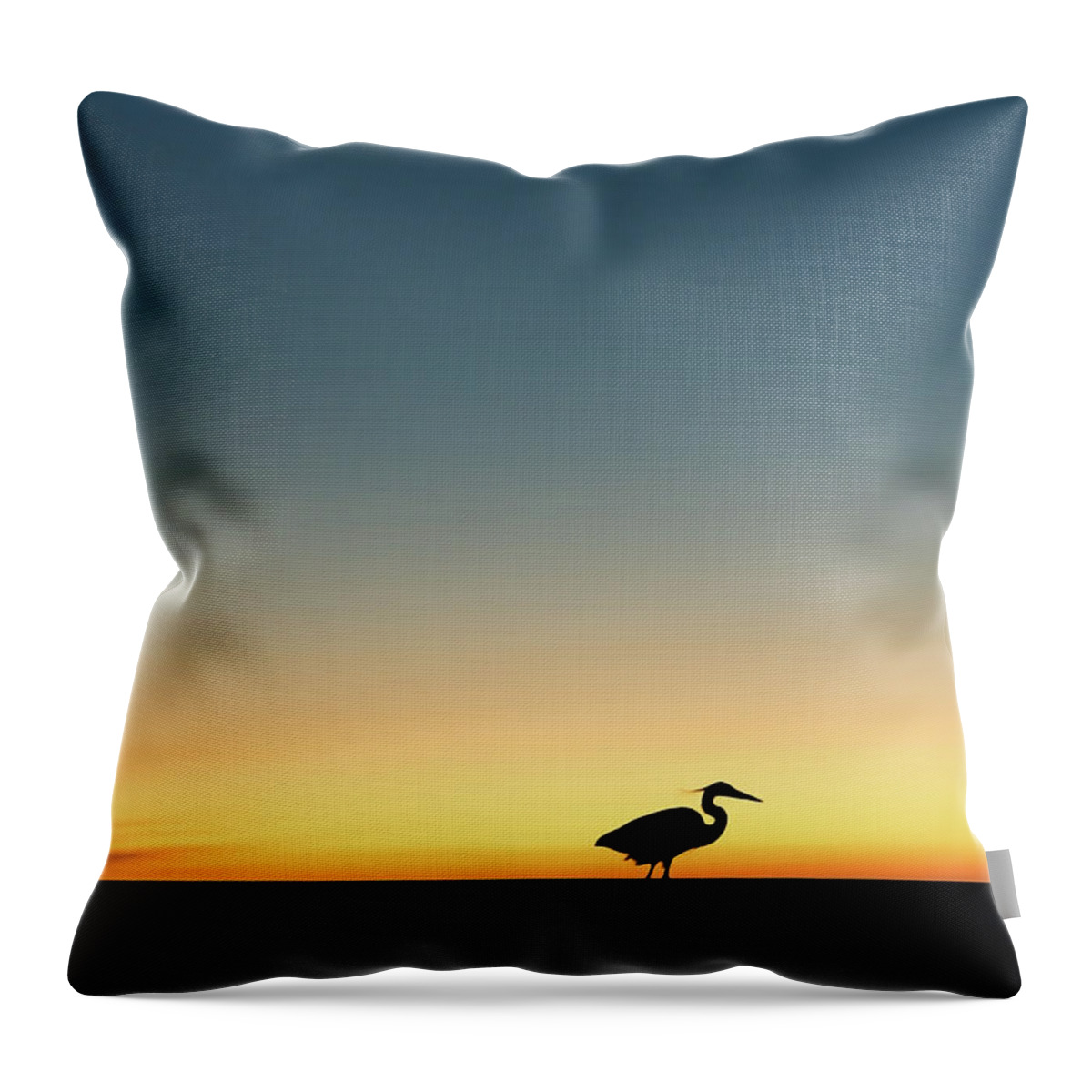 Heron Throw Pillow featuring the photograph Heron at Sunset by Mike Whalen