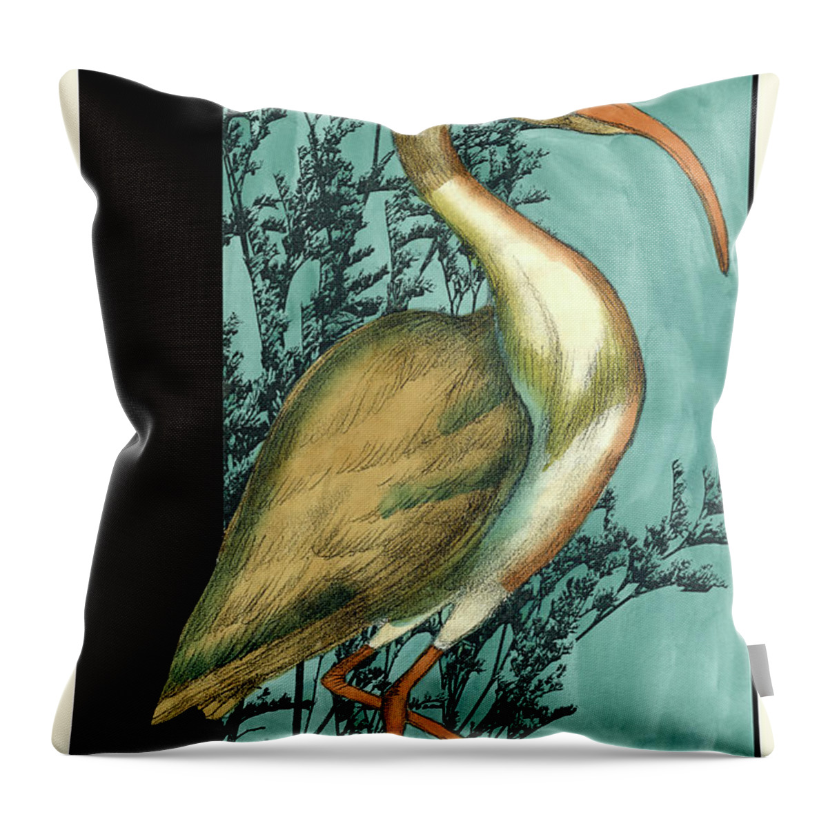 Animals Throw Pillow featuring the painting Heron In The Grass I by Jennifer Goldberger