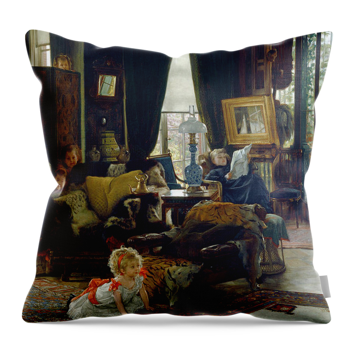 Tissot Throw Pillow featuring the painting Hide And Seek by James Tissot by James Tissot