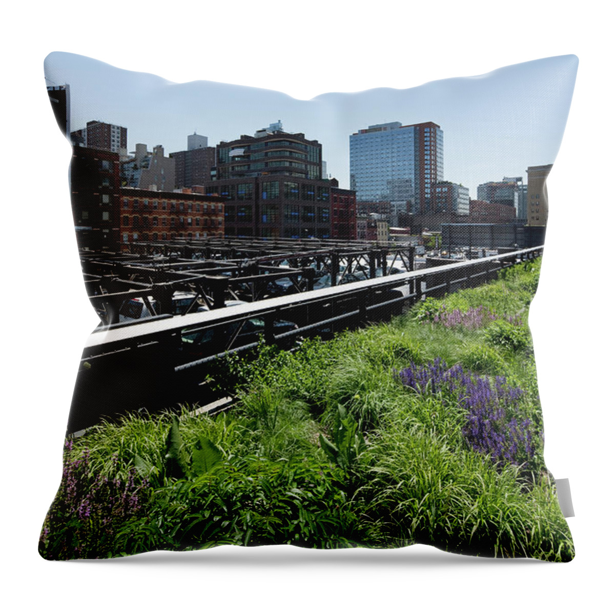 Grass Throw Pillow featuring the photograph High Line Park New York by Siegfried Layda