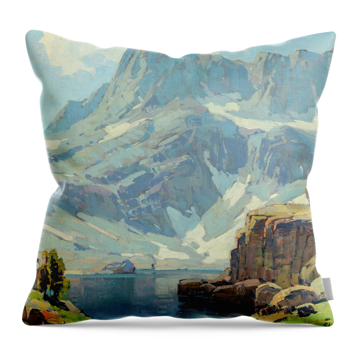 Edgar Payne Throw Pillow featuring the painting High Sierra Lake by Edgar Payne