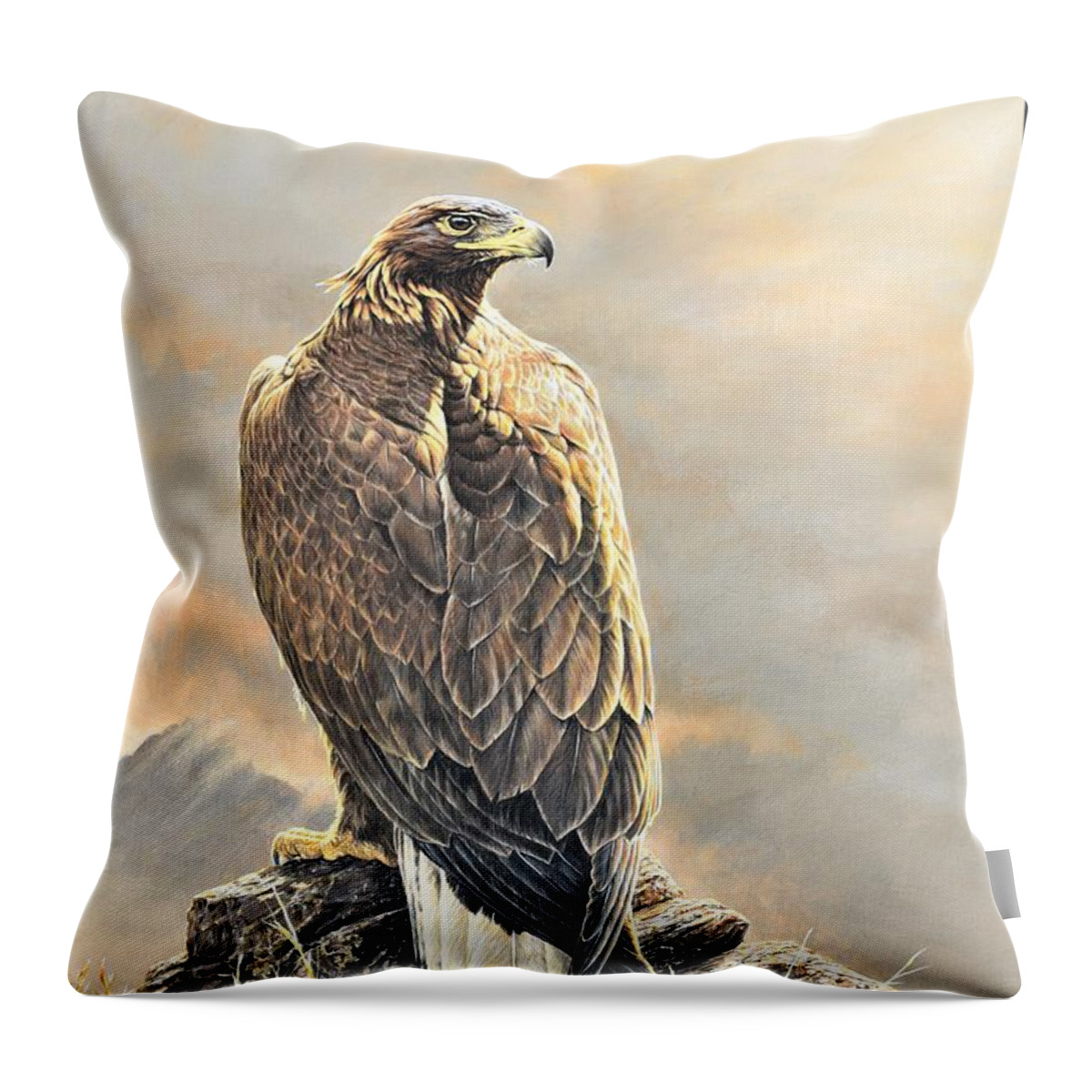 Paintings Throw Pillow featuring the painting Highlander - Golden Eagle by Alan M Hunt