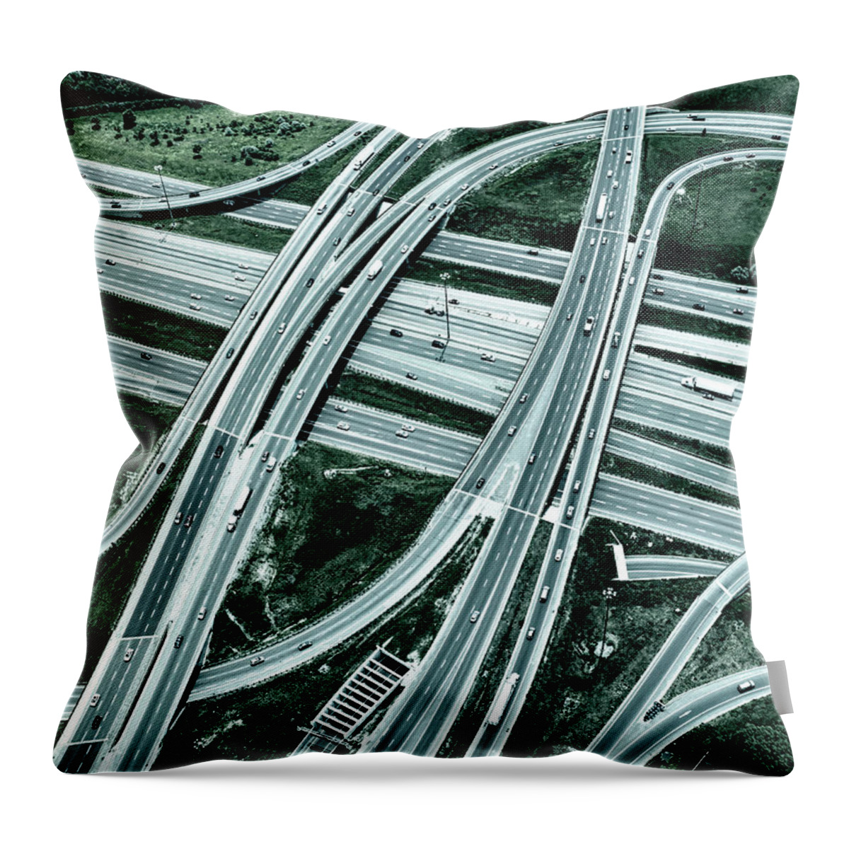 Underpass Throw Pillow featuring the photograph Highway Overpass, Toned Image by Dan prat