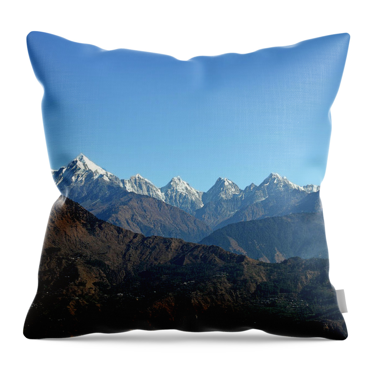 Scenics Throw Pillow featuring the photograph Himalaya, Panchachulli Peaks by This Image Is Copy