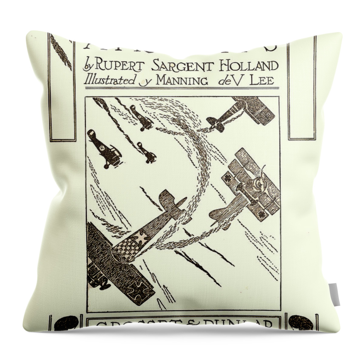 Dogfight Throw Pillow featuring the painting Historic Airships - Title Page by Manning de V lee
