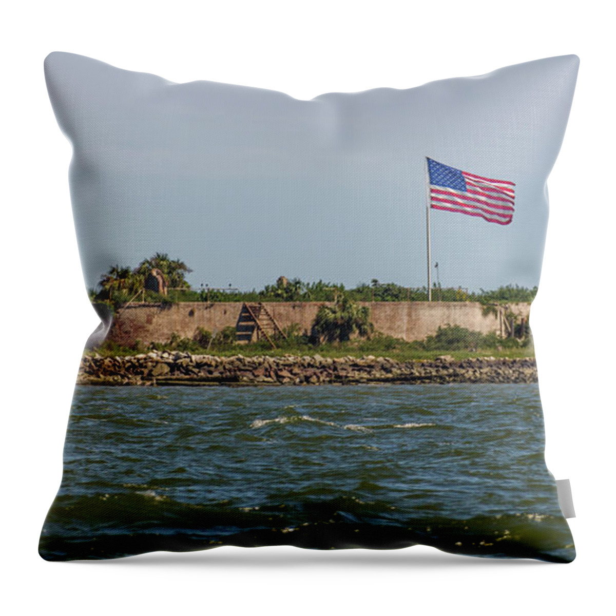 Castle Pinckney Throw Pillow featuring the photograph Historical American Civil War - Castle Pinckney by Dale Powell