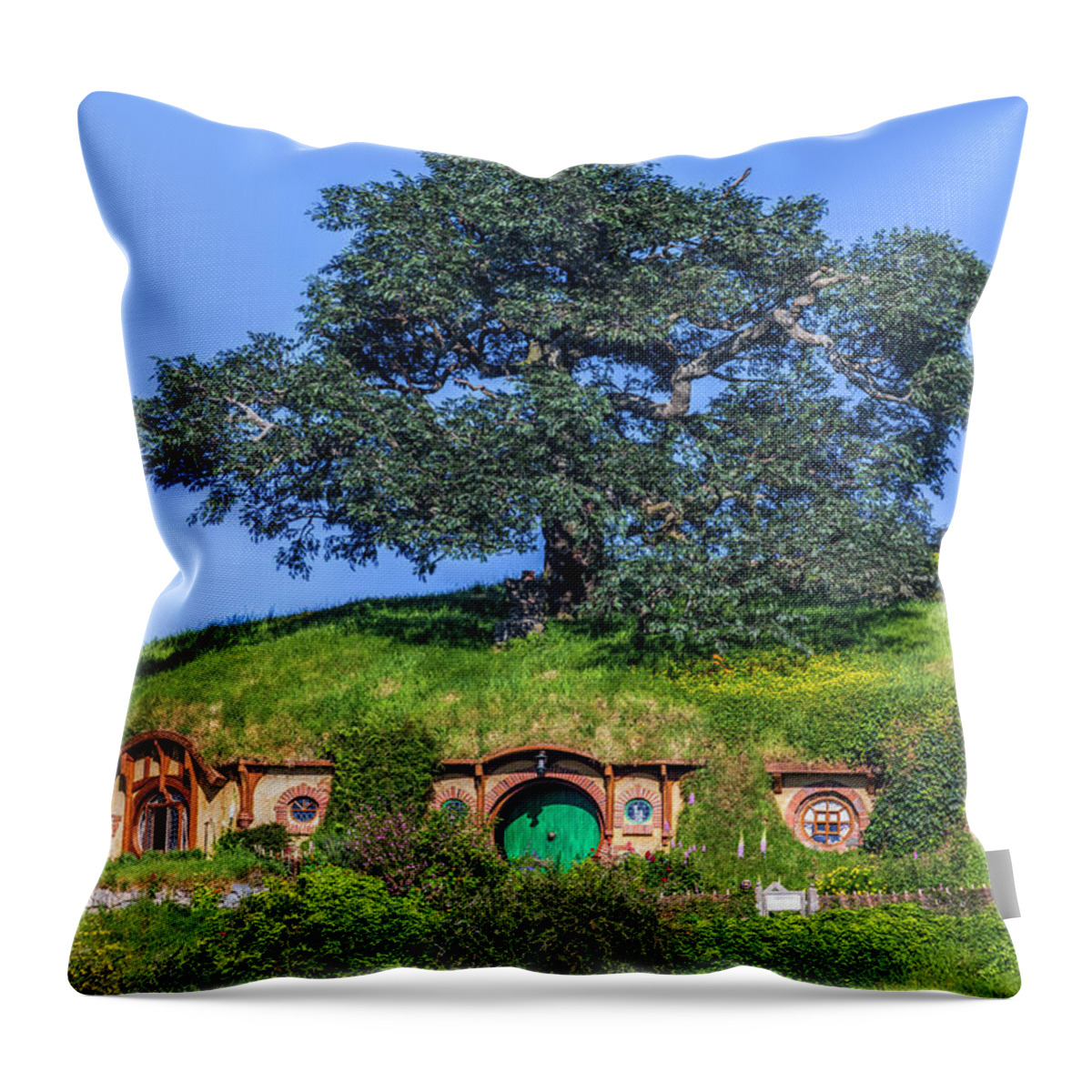 Hobbiton Throw Pillow featuring the photograph Hobbiton - New Zealand by Joana Kruse
