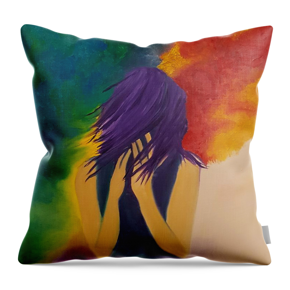 Me Too Throw Pillow featuring the painting Holding space by Kim Rahal