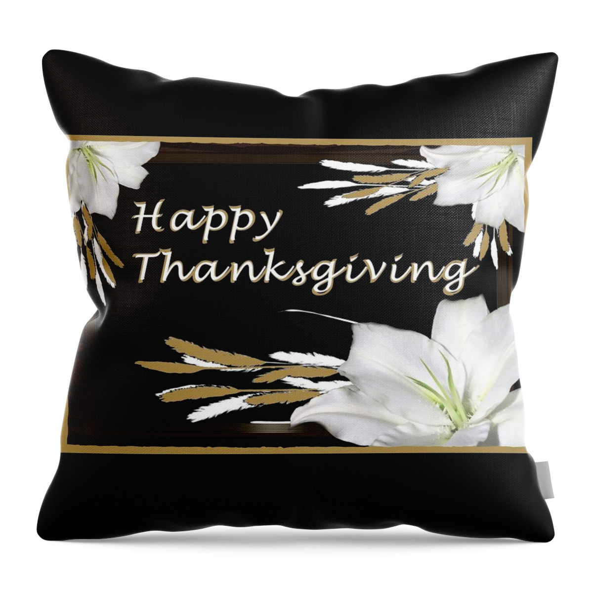 Digital Art Throw Pillow featuring the digital art Holiday Card Happy Thanksgiving by Delynn Addams by Delynn Addams