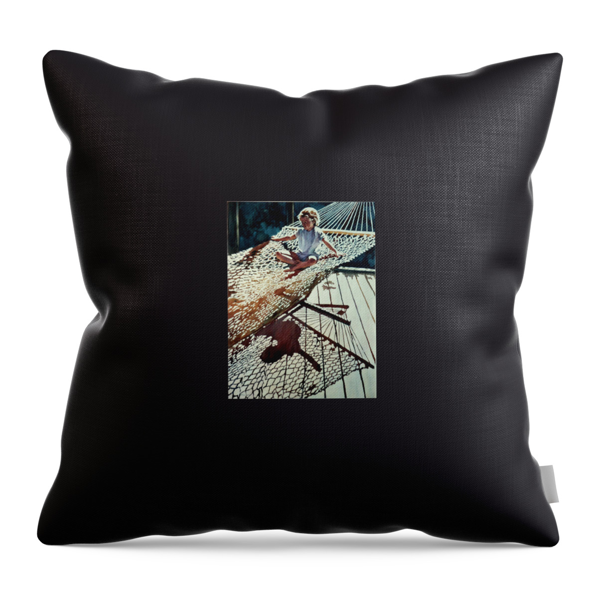 Child Throw Pillow featuring the painting Home Alone by Carolyn Epperly