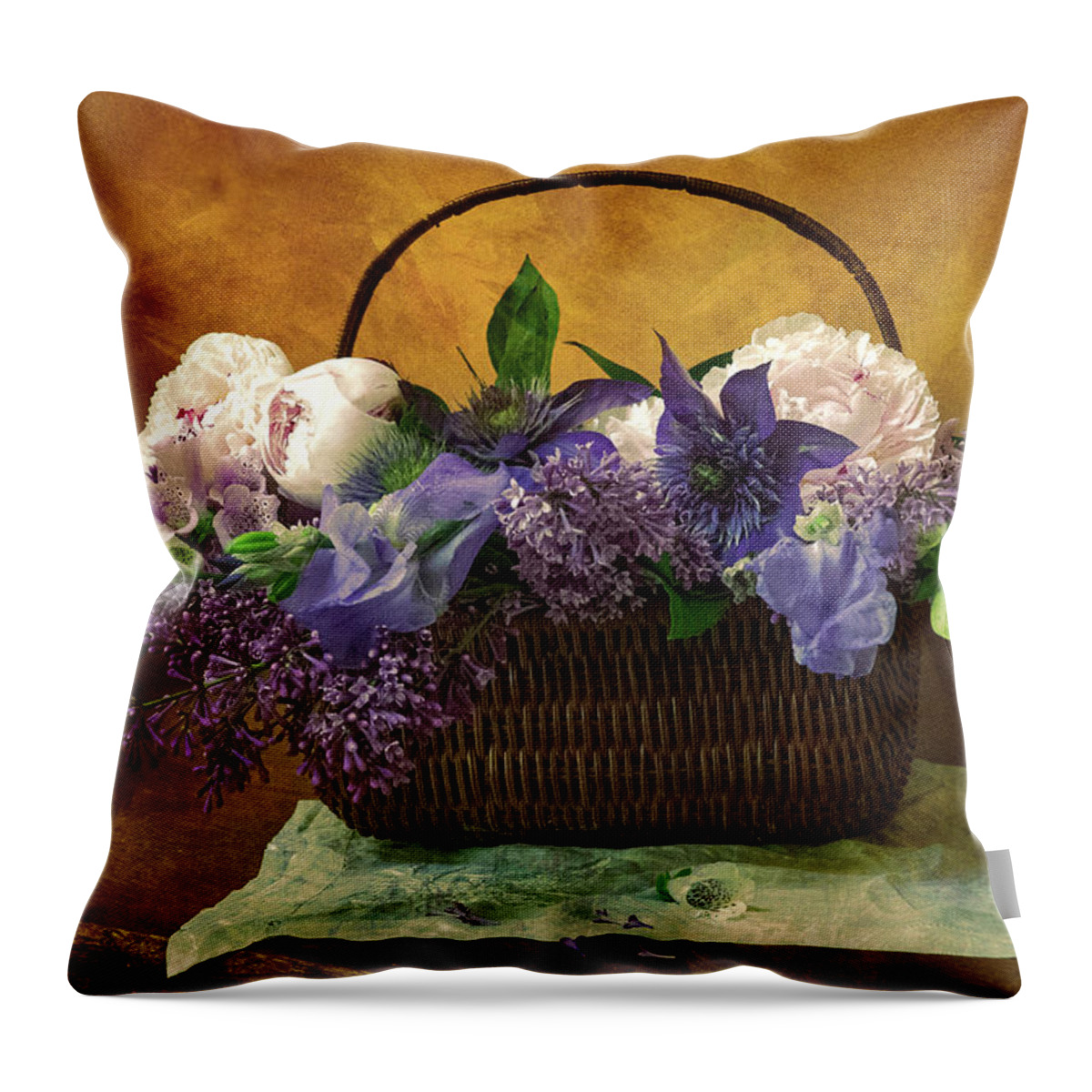 Flowers Throw Pillow featuring the photograph Home Grown Floral Bouquet by John Rivera