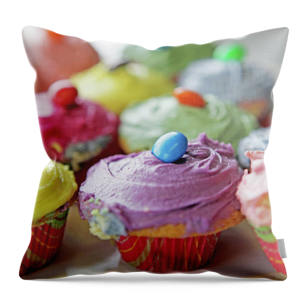 Unhealthy Eating Throw Pillow featuring the photograph Homemade Cupcakes by Richard Newstead