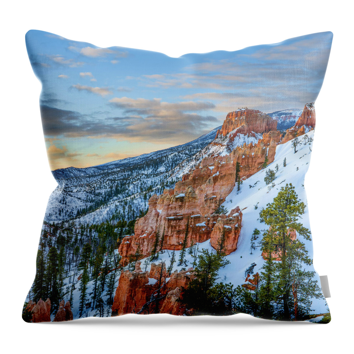 00567620 Throw Pillow featuring the photograph Hoodoos In Winter, Bryce Canyon National Park, Utah by Tim Fitzharris