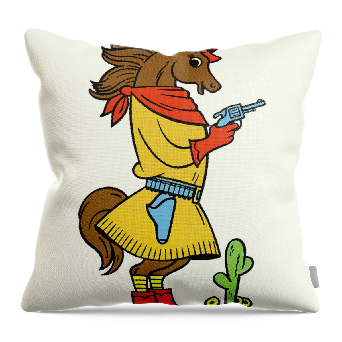 Accessories Throw Pillow featuring the drawing Horse Dressed in Clothes by CSA Images