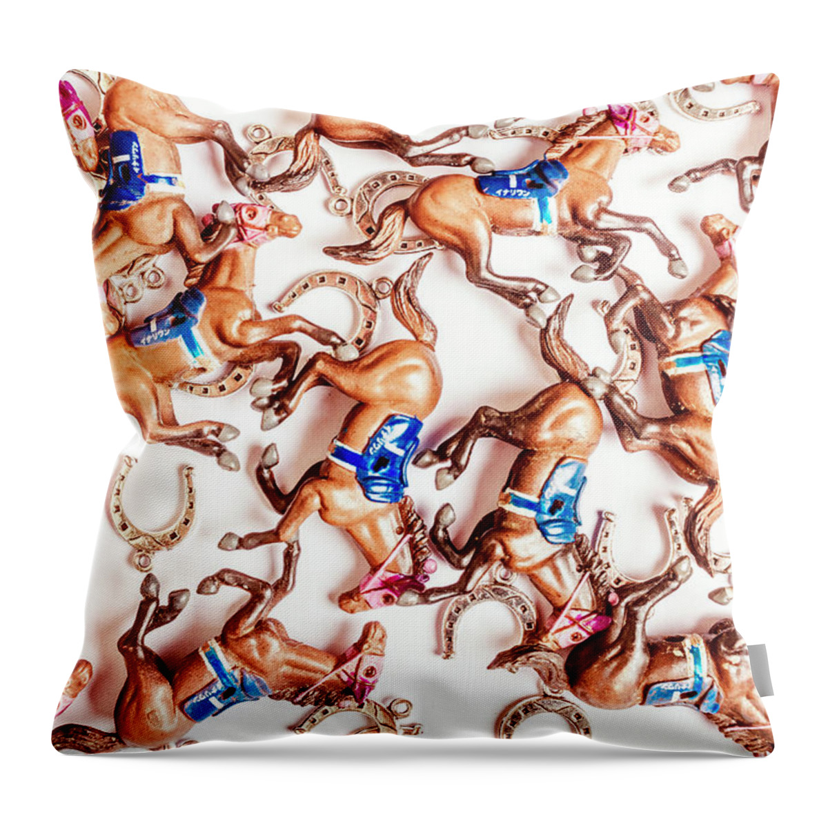 Racehorse Throw Pillow featuring the photograph Horseshoe cup by Jorgo Photography