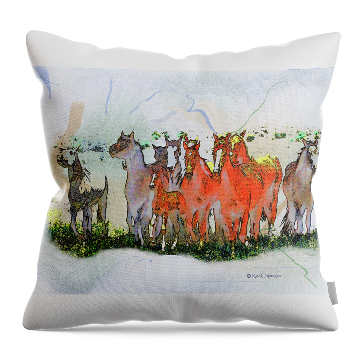 Horses Running Throw Pillow featuring the photograph Horsing Around #6 by Kae Cheatham