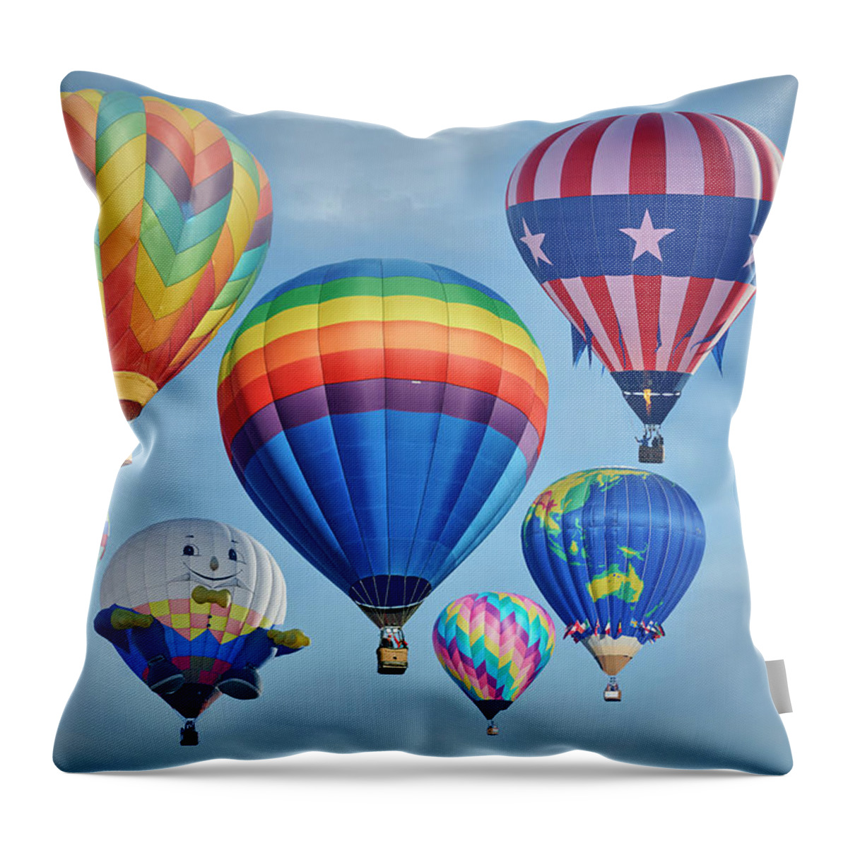 Hot Air Balloons Throw Pillow featuring the photograph Hot Air Balloons by Paul Freidlund
