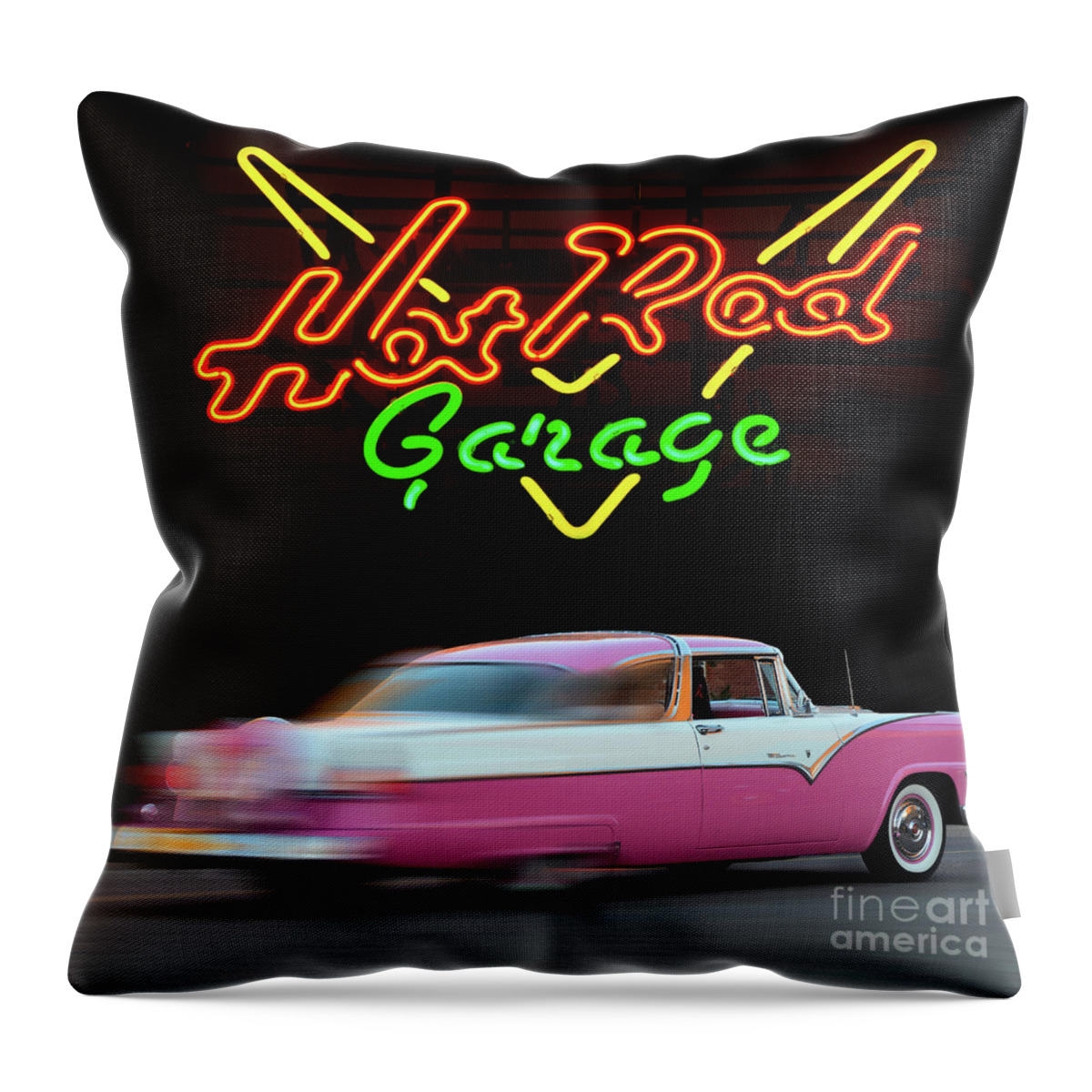 Hot Rod Garage Throw Pillow featuring the photograph Hot Rod Garage by Bob Christopher