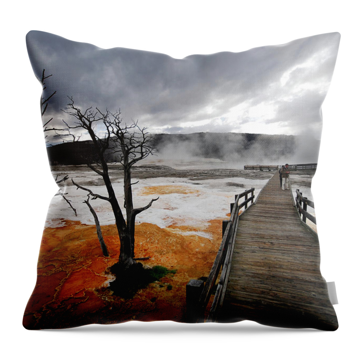 Geology Throw Pillow featuring the photograph Hot Spring Terrace by Piriya Photography