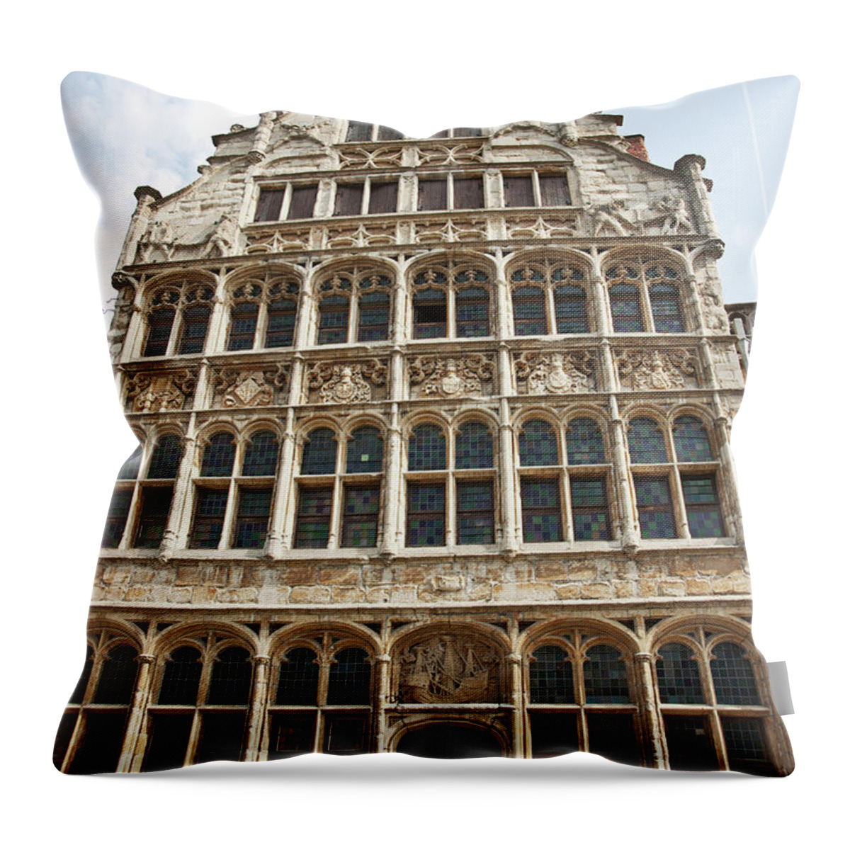 Arch Throw Pillow featuring the photograph House Along The Graslei by Guy Heitmann / Design Pics