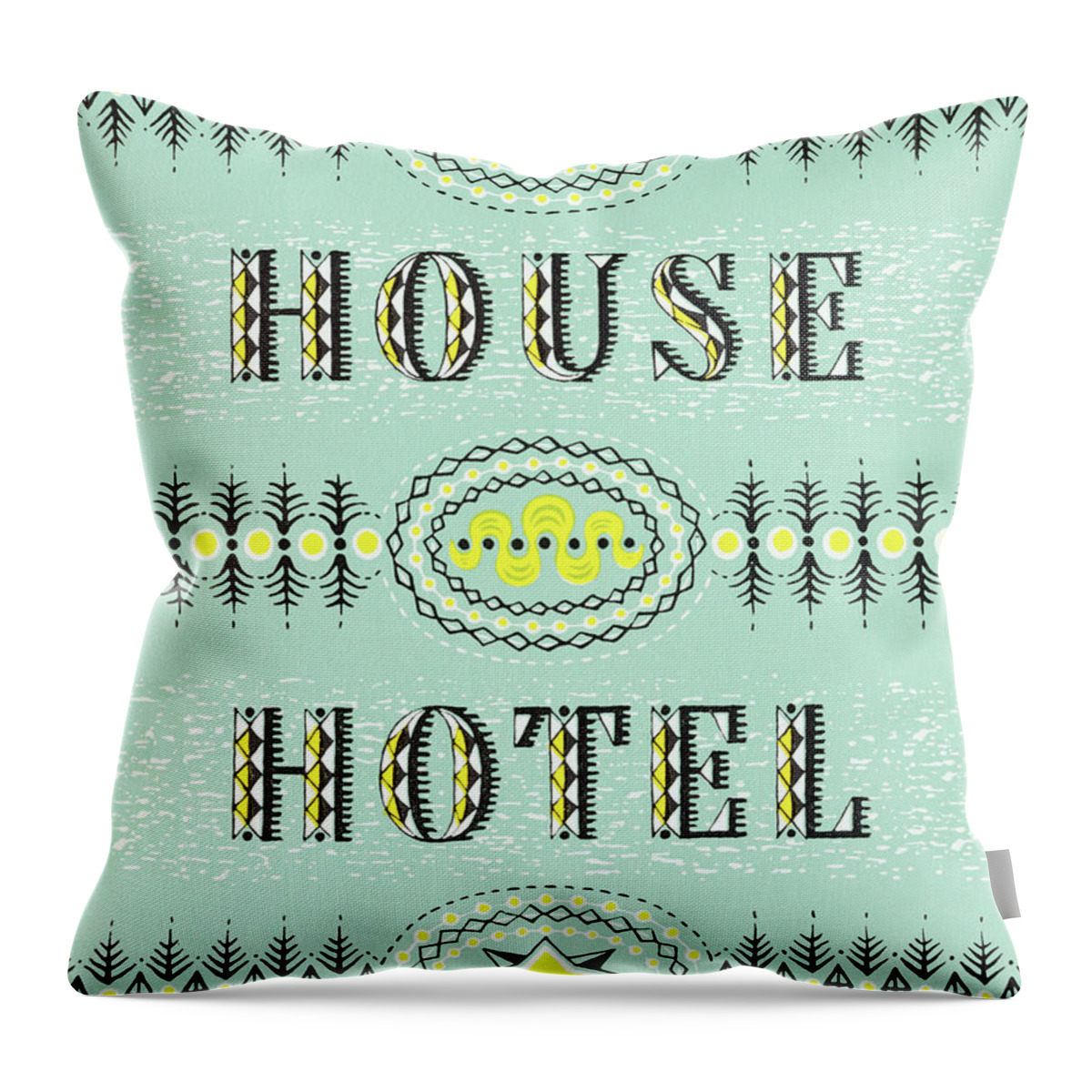 Ad Throw Pillow featuring the drawing House Hotel Sign by CSA Images