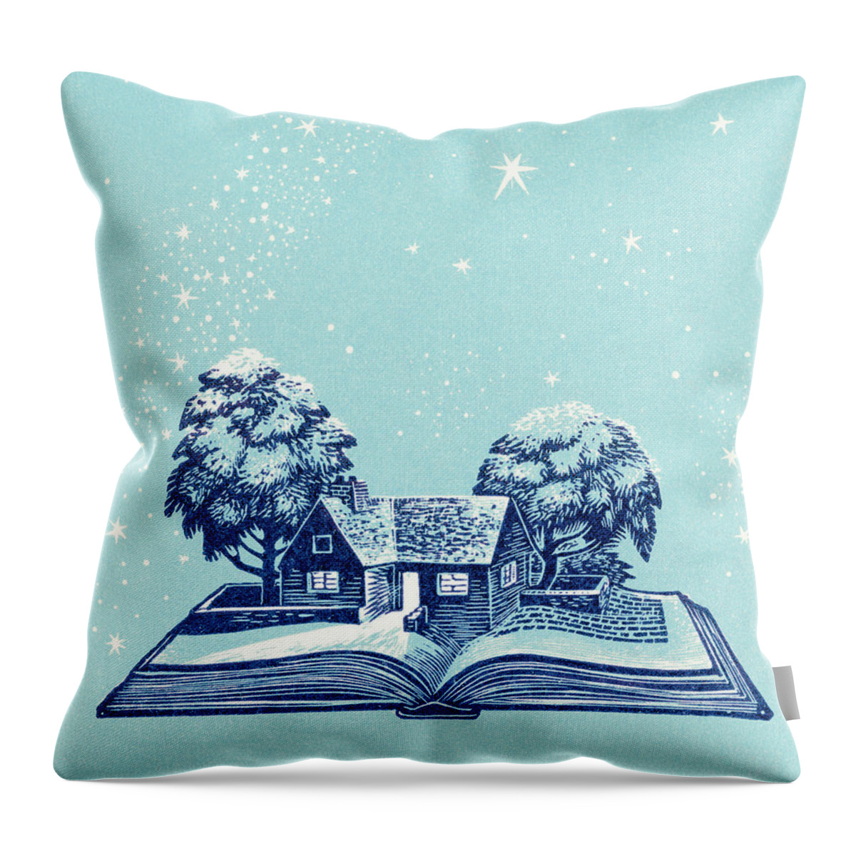 Academic Throw Pillow featuring the drawing House in book by CSA Images